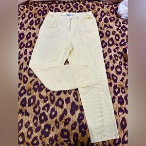 Urban Renewal Womens Striped High Waist Cropped Pants Yellow S Pockets Pastel